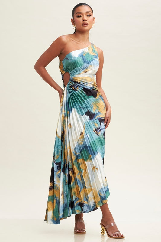 The Erij Pleated One Shoulder Dress