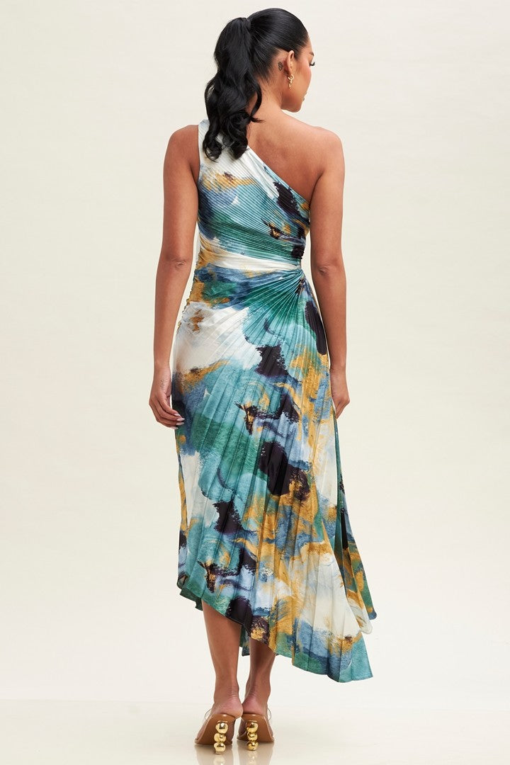 The Erij Pleated One Shoulder Dress