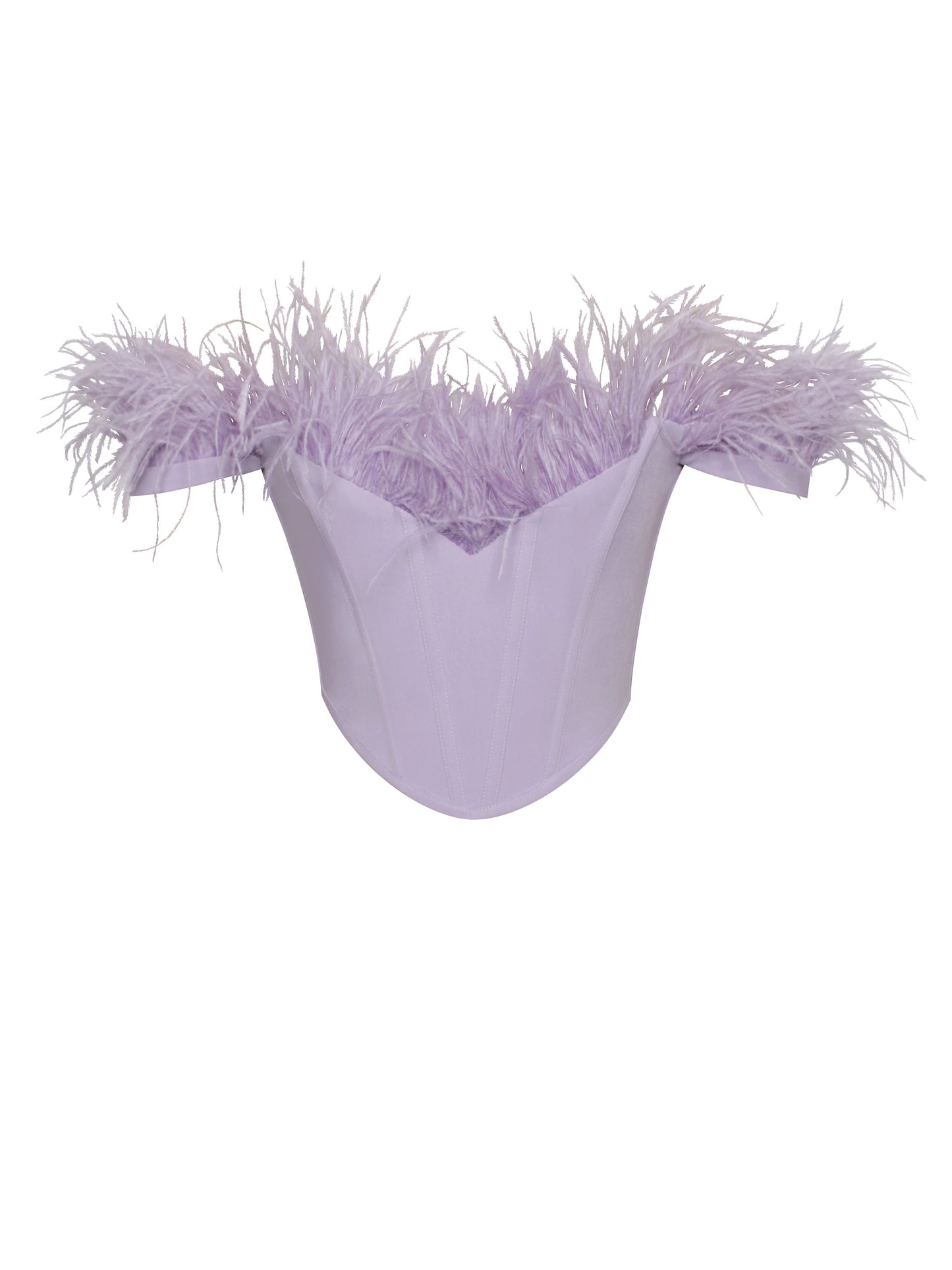 The Isabel Off-the-Shoulder Feather Top in Lilac