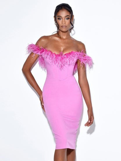 The Sheera Off-the-Shoulder Feather Corset